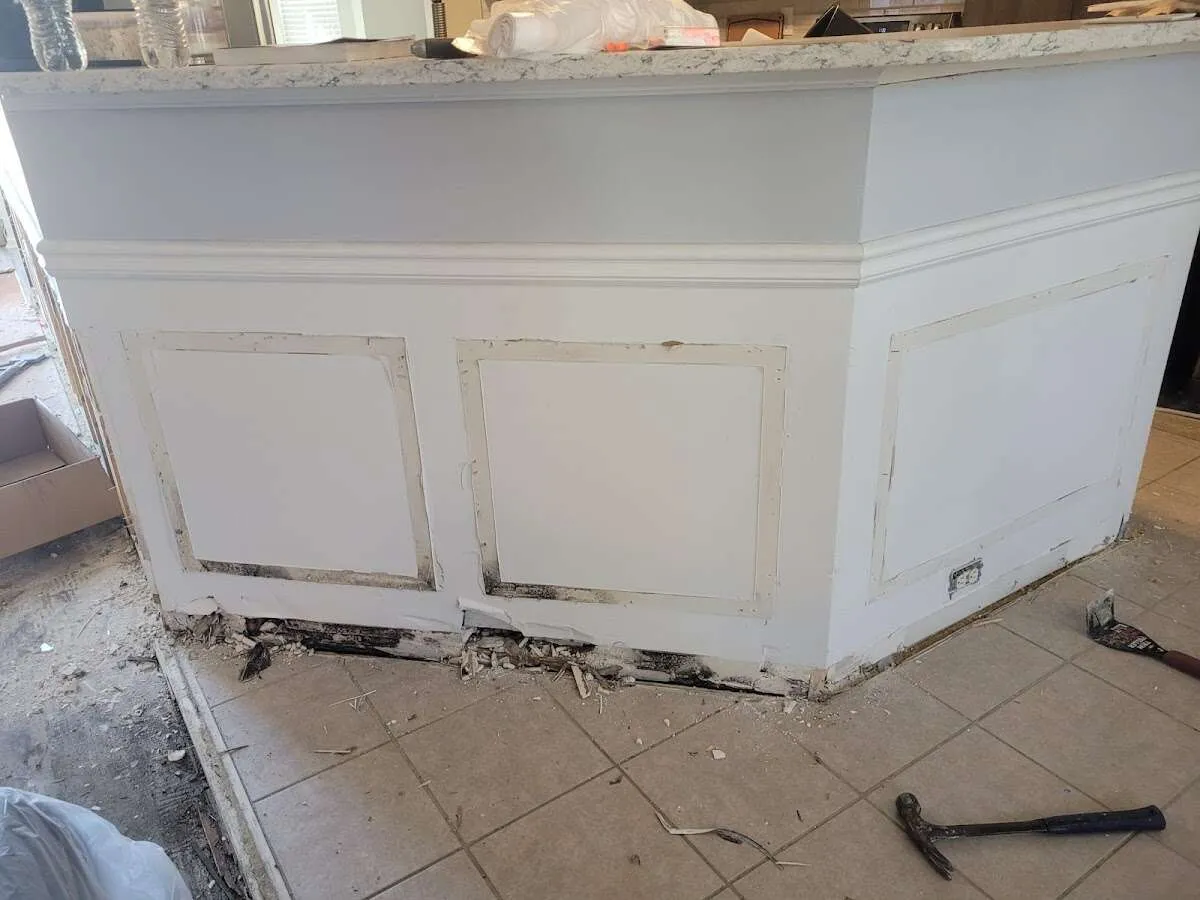 Water damage and mold on kitchen during Mold Inspection & Testing in Paris
